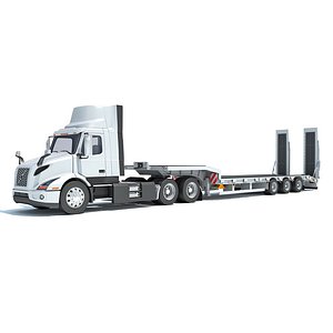 Semi-Truck with Platform Trailer 3D model