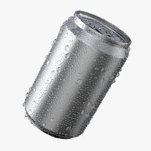 Sleek Beverage Can 200ml with Water Droplets 3D model