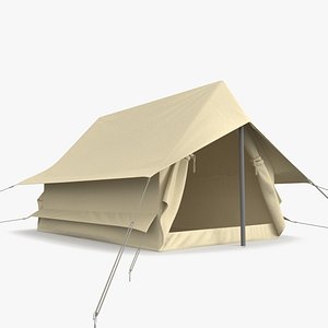 Vintage Sand Color Scout Tent Open 3D model