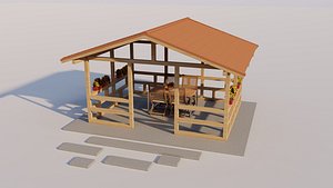 3D model Outdoor Wooden Pavilion