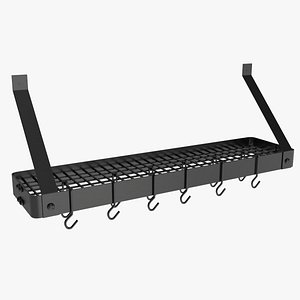 Square Grid Wall Mount Pot Rack Black 3D model