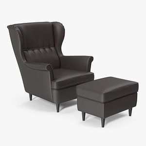 leather strandmon wing chair 3D
