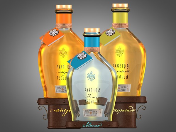 3d model of bottles partida tequila