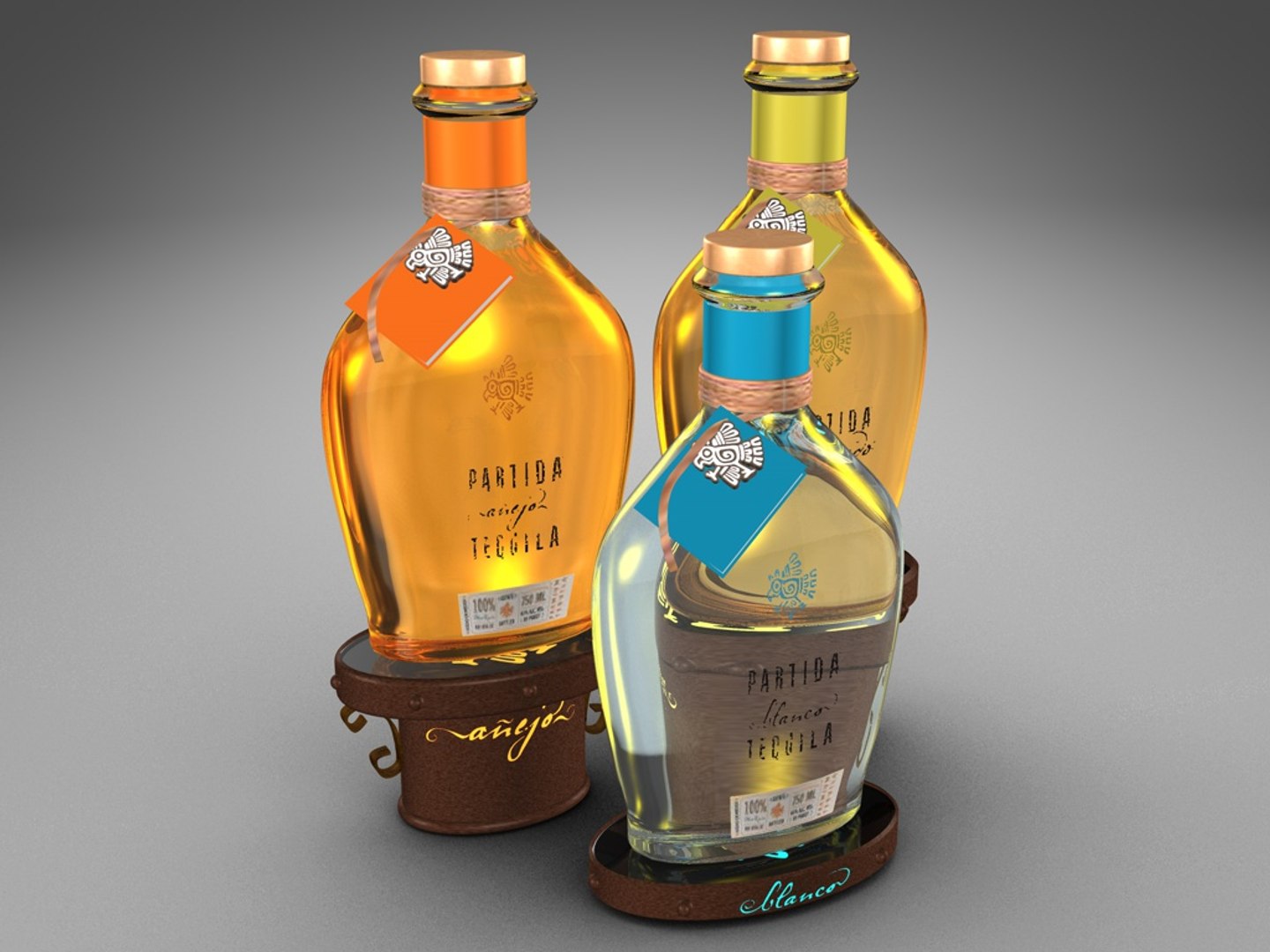 3d model of bottles partida tequila