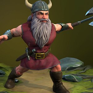 Fantasy Dwarf - rigged - low poly