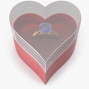 Asscher Cut Blue Sapphire Wedding Gold Ring In Box V01
