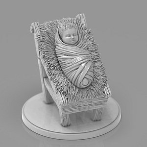 Baby Jesus in Crib 3D Model Nativity Scene Figure Print Ready 3D print model 3D model