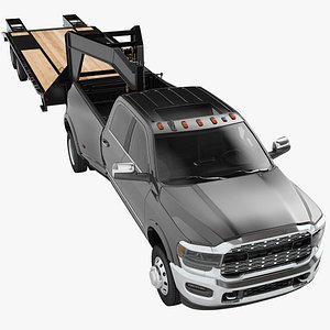 3D Pickup Truck Generic Gooseneck Trailer 05