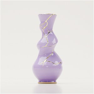 Modern Purple Kintsugi Twisted Vase low-poly 3d model