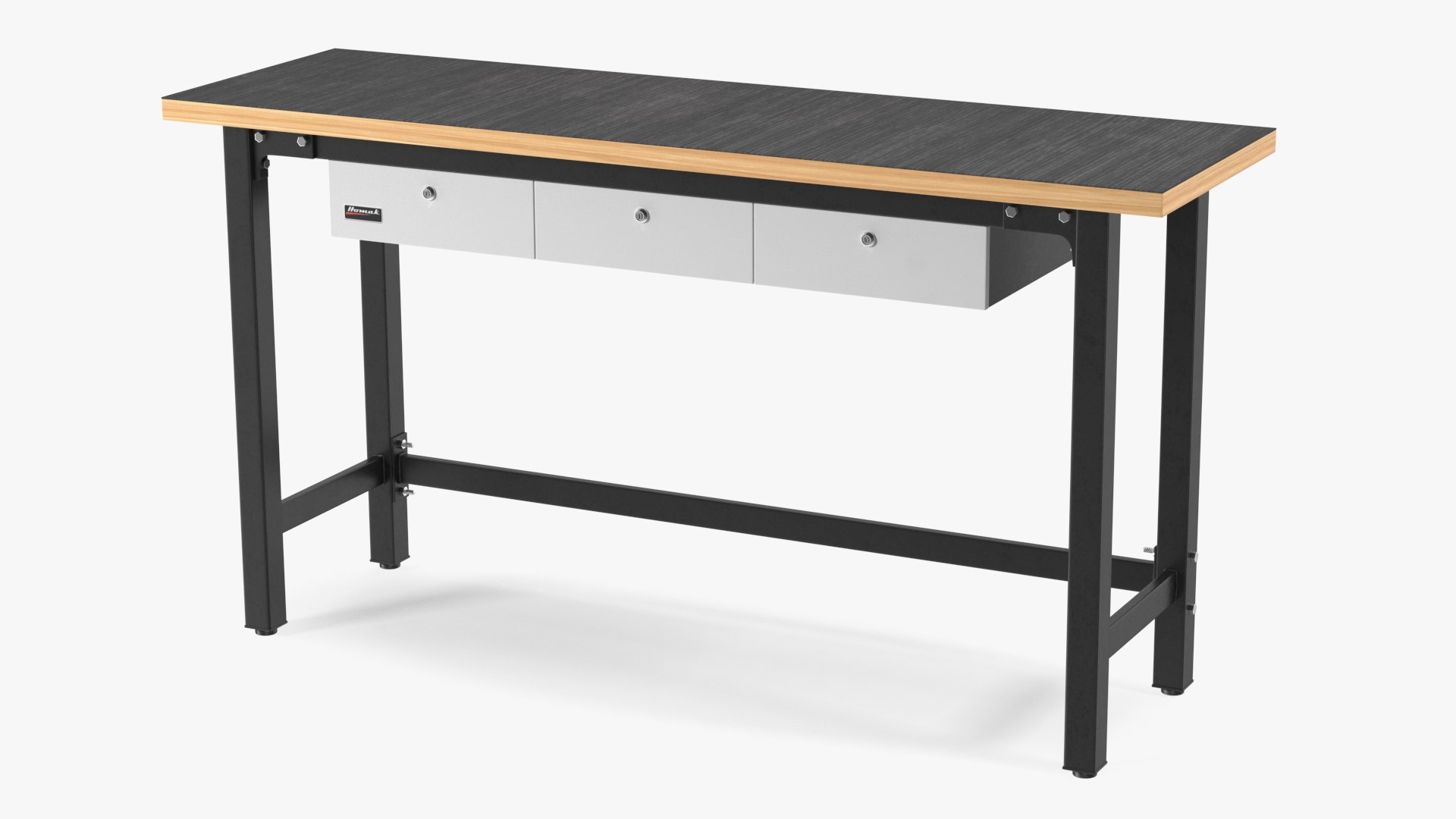 3 Drawer Steel Garage Bench Grey 3D model preview