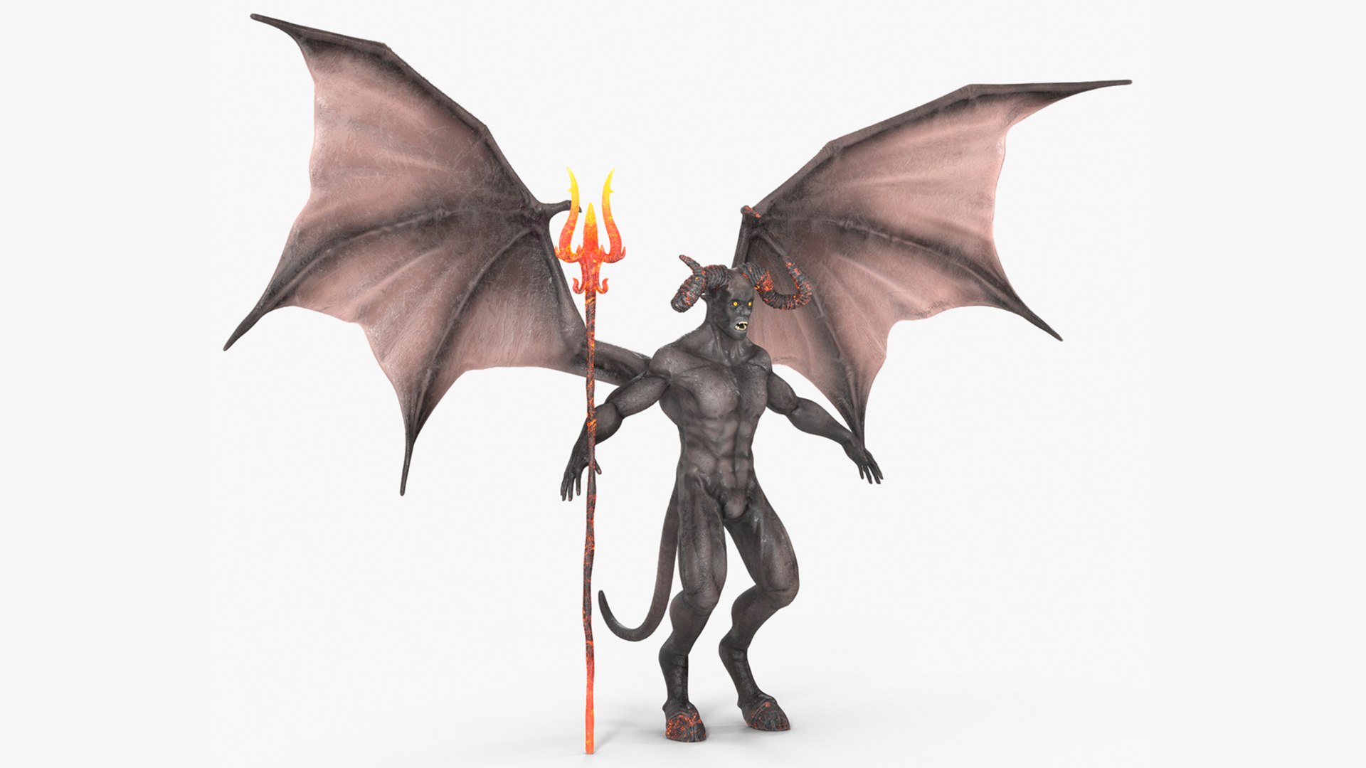 Devil Character with Trident Rigged 3D model preview