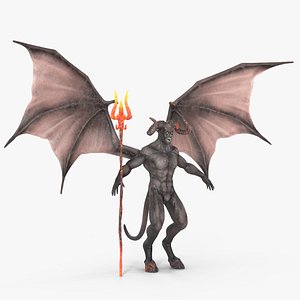 3D Devil Character with Trident Rigged model