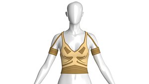 Girls V-Neck Crop Top With Arm Cuffs