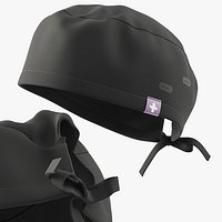 FIGS Modern Scrub Cap with Buttonholes Black