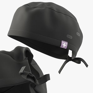 FIGS Modern Scrub Cap with Buttonholes Black