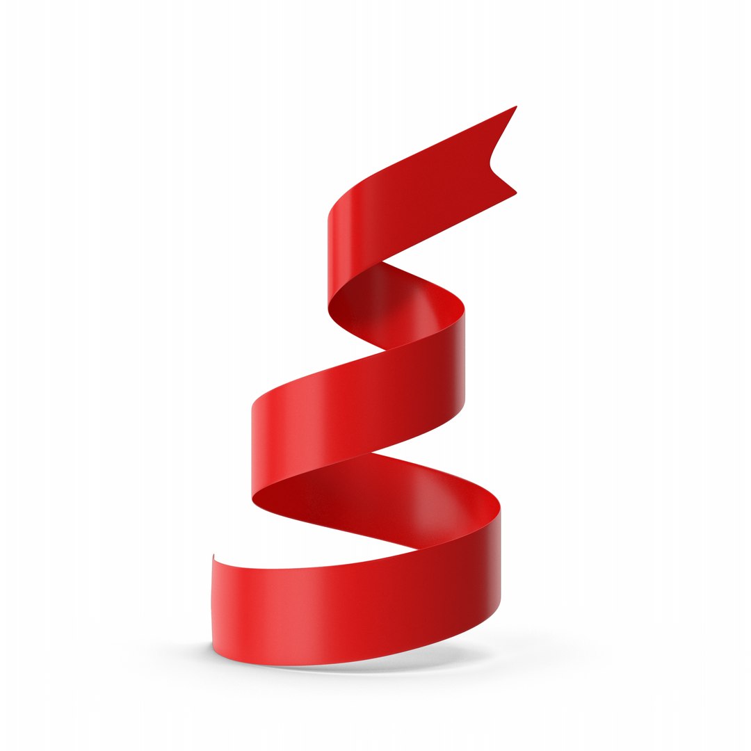 3D Model Red Curly Ribbon - TurboSquid 2028079