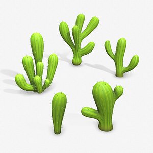 3D model cartoon cacti