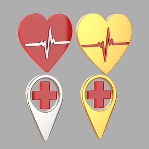 Heart and Health Symbol Collection of 4