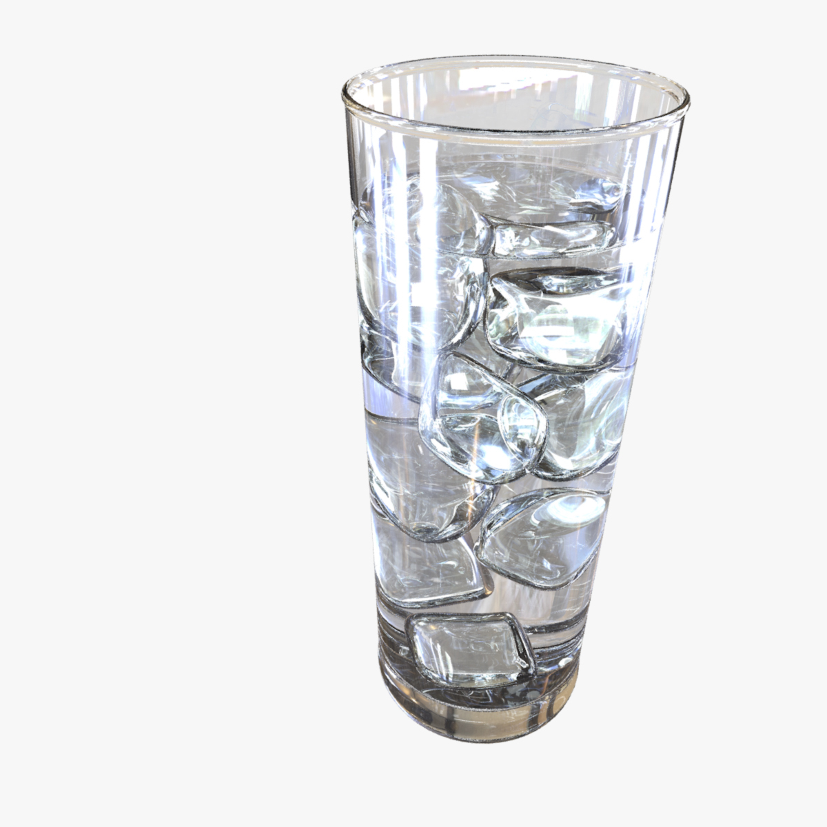 3d glass water ice cubes