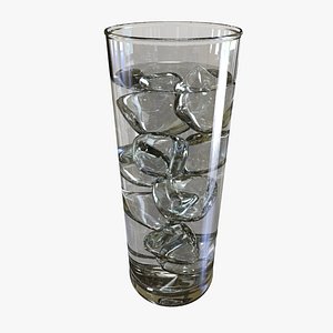 3d glass water ice cubes
