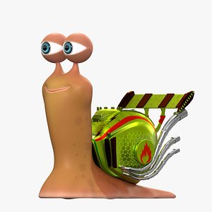 Cartoon Snail racing Turbo car 3D