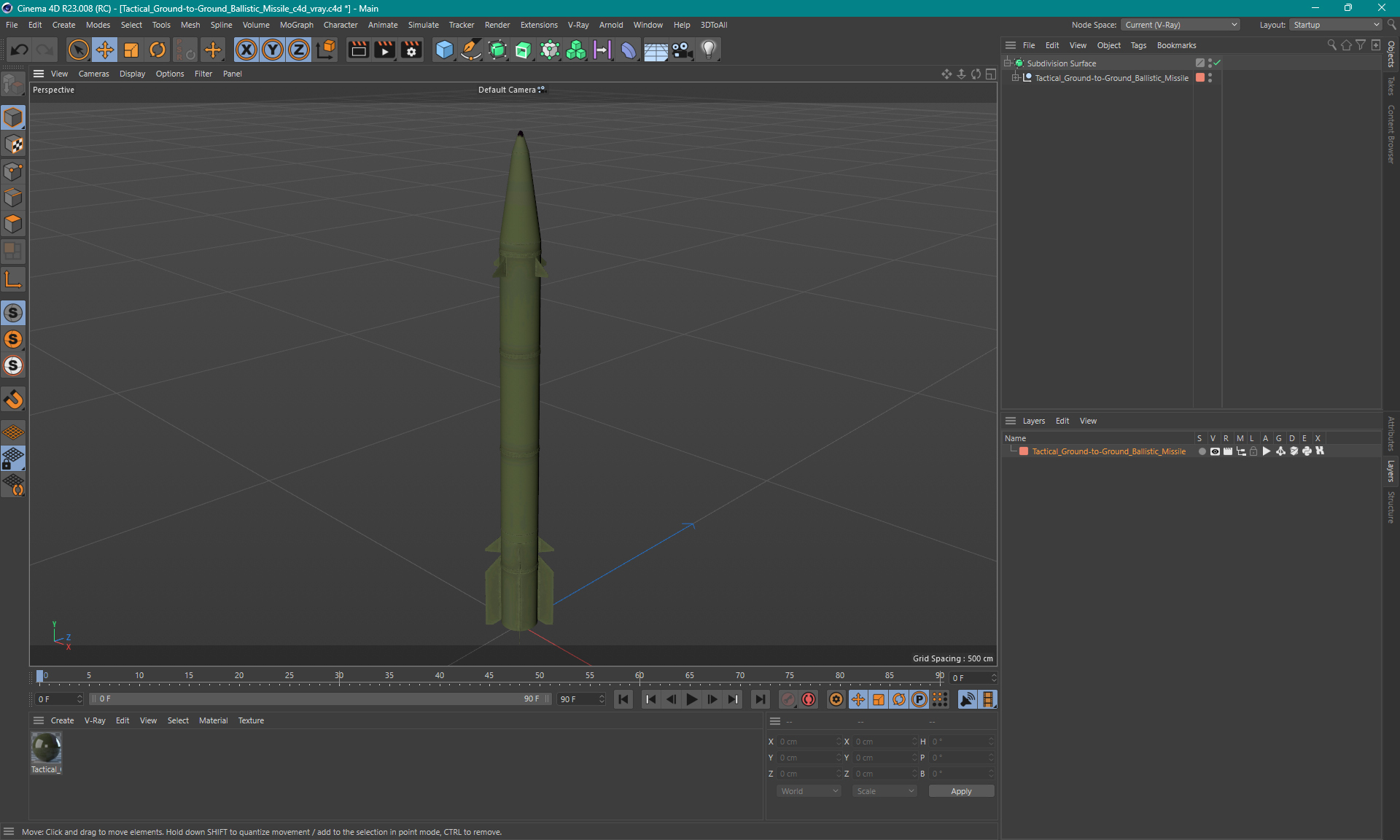 modelo 3d Misil balístico táctico tierra-tierra - TurboSquid 2302374