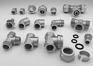 threaded fittings pipe industrial 3D model
