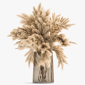 Bouquet of dried reeds in a Vase 122 3D model