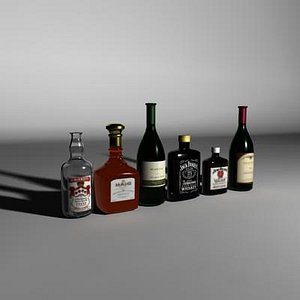 3d set bottles model