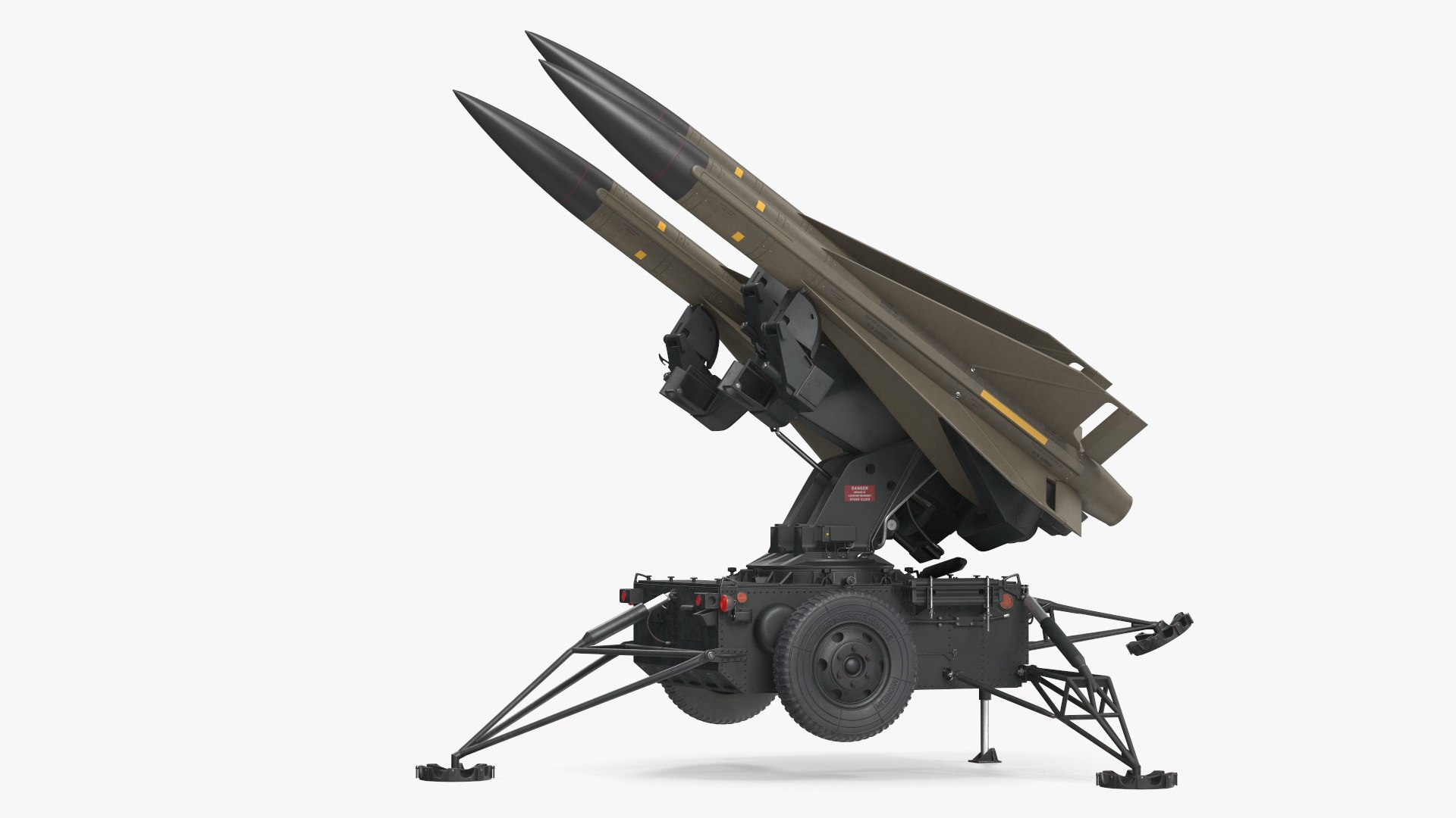 Dark Green MIM-23 HAWK Rigged for Cinema 4D 3D model preview