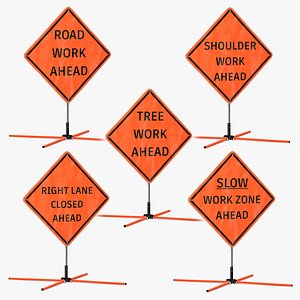 3D Traffic Control Signs Collection 3 model