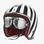 Motorcycles Helmet Ruby white-black & Goggles