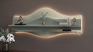 Parametric Wavy Wooden Bookshelf  CNC files for cutting Para 030 3D model