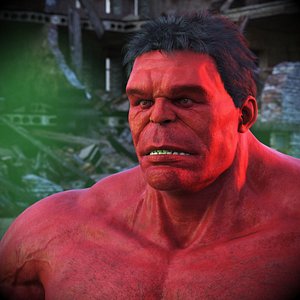 Red Hulk A-Pose Fur for Maya 3D model