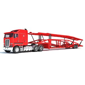 3D Car Carrier Semi Truck Trailer