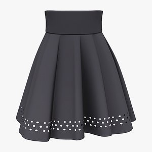 Tiny Holes Bottom Black High Waist Mini Ruffled Skirt model