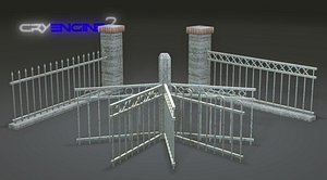 free pack metal fences games 3d model
