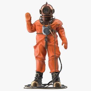 Vintage Deep Sea Diver Suit New Welcoming Pose 3D model