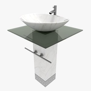 glass marble bowl sink 3D model