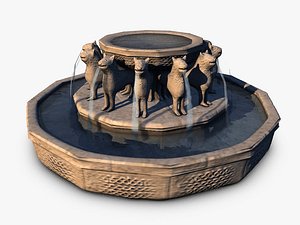 Stone fountain with lions