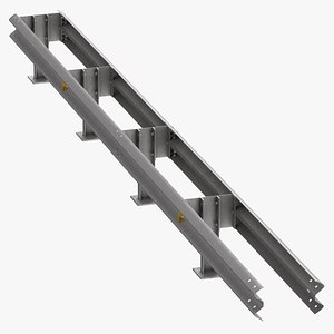 Guardrail W Beam Straight Long Double 3D model
