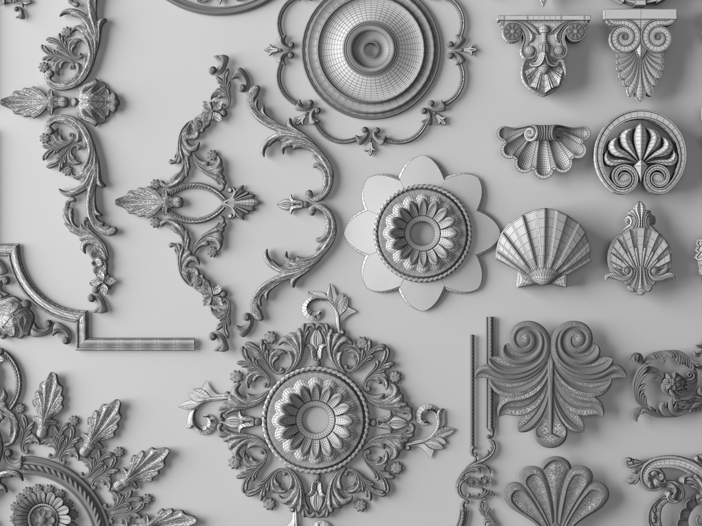 Ornate Classical White Plaster Ornaments Collection 3D Model 3D https://p.turbosquid.com/ts-thumb/Fy/X2Bgi4/KA/wire_007/jpg/1781665330/1920x1080/fit_q87/450d2246a813b38280f6e6851eb4c8bacad2f3d1/wire_007.jpg