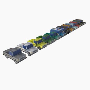 set of cars 3D model