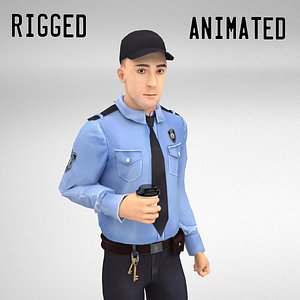 Security Guard Rigged Animated Walkcycle