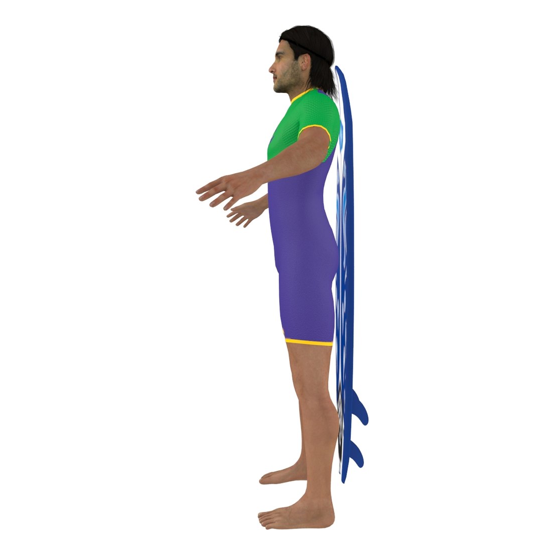 3D Surfer Surfing Man Model - TurboSquid 1282773
