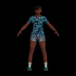 3D pre-teen girl rigged character model