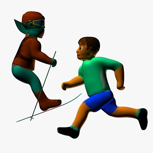3D cartoon run skier model