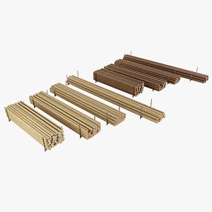 Wooden Utility Poles 3D model