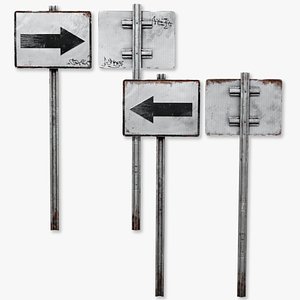 Street sign arrow left right turn rusty post apocalyptic muddy soily dirty