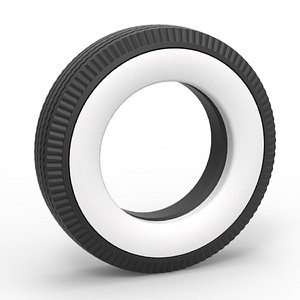Diecast Whitewall tire Scale 1 to 25 3D model